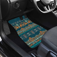 Dark Cyan Blue Batik Papua-inspired Pattern Car Mats - Polynesian Pride