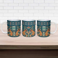 Dark Cyan Blue Batik Papua-inspired Pattern Ceramic Mug - Polynesian Pride