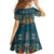 Dark Cyan Blue Batik Papua-inspired Pattern Family Matching Long Sleeve Bodycon Dress and Hawaiian Shirt - Polynesian Pride