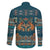 Dark Cyan Blue Batik Papua-inspired Pattern Family Matching Long Sleeve Bodycon Dress and Hawaiian Shirt - Polynesian Pride