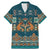 Dark Cyan Blue Batik Papua-inspired Pattern Family Matching Mermaid Dress and Hawaiian Shirt - Polynesian Pride