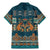Dark Cyan Blue Batik Papua-inspired Pattern Family Matching Mermaid Dress and Hawaiian Shirt - Polynesian Pride