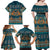 Dark Cyan Blue Batik Papua-inspired Pattern Family Matching Off Shoulder Maxi Dress and Hawaiian Shirt - Polynesian Pride