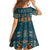 Dark Cyan Blue Batik Papua-inspired Pattern Family Matching Puletasi and Hawaiian Shirt - Polynesian Pride