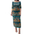Dark Cyan Blue Batik Papua-inspired Pattern Family Matching Puletasi and Hawaiian Shirt - Polynesian Pride