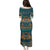 Dark Cyan Blue Batik Papua-inspired Pattern Family Matching Puletasi and Hawaiian Shirt - Polynesian Pride