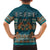 Dark Cyan Blue Batik Papua-inspired Pattern Family Matching Tank Maxi Dress and Hawaiian Shirt - Polynesian Pride