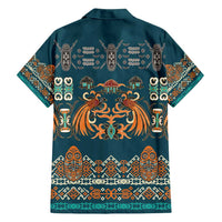 Dark Cyan Blue Batik Papua-inspired Pattern Family Matching Tank Maxi Dress and Hawaiian Shirt - Polynesian Pride