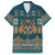 Dark Cyan Blue Batik Papua-inspired Pattern Hawaiian Shirt - Polynesian Pride