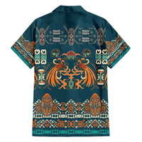 Dark Cyan Blue Batik Papua-inspired Pattern Hawaiian Shirt - Polynesian Pride