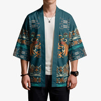 Dark Cyan Blue Batik Papua-inspired Pattern Kimono - Polynesian Pride
