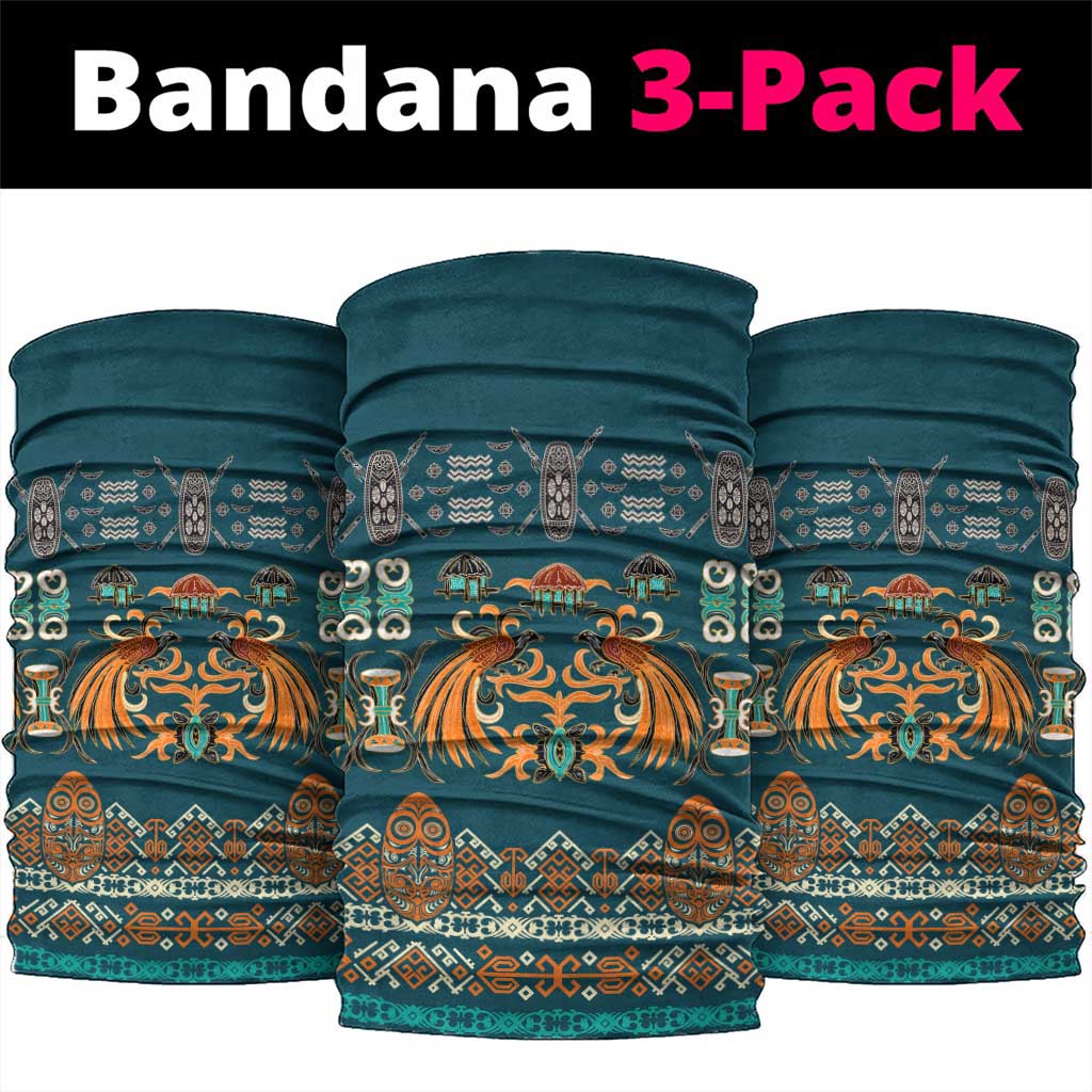 Dark Cyan Blue Batik Papua-inspired Pattern Neck Gaiter LT9