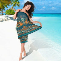 Dark Cyan Blue Batik Papua-inspired Pattern Sarong - Polynesian Pride