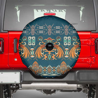 Dark Cyan Blue Batik Papua-inspired Pattern Spare Tire Cover - Polynesian Pride