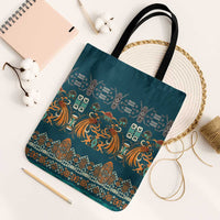 Dark Cyan Blue Batik Papua-inspired Pattern Tote Bag - Polynesian Pride