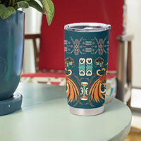 Dark Cyan Blue Batik Papua-inspired Pattern Tumbler Cup - Polynesian Pride