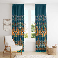 Dark Cyan Blue Batik Papua-inspired Pattern Window Curtain - Polynesian Pride