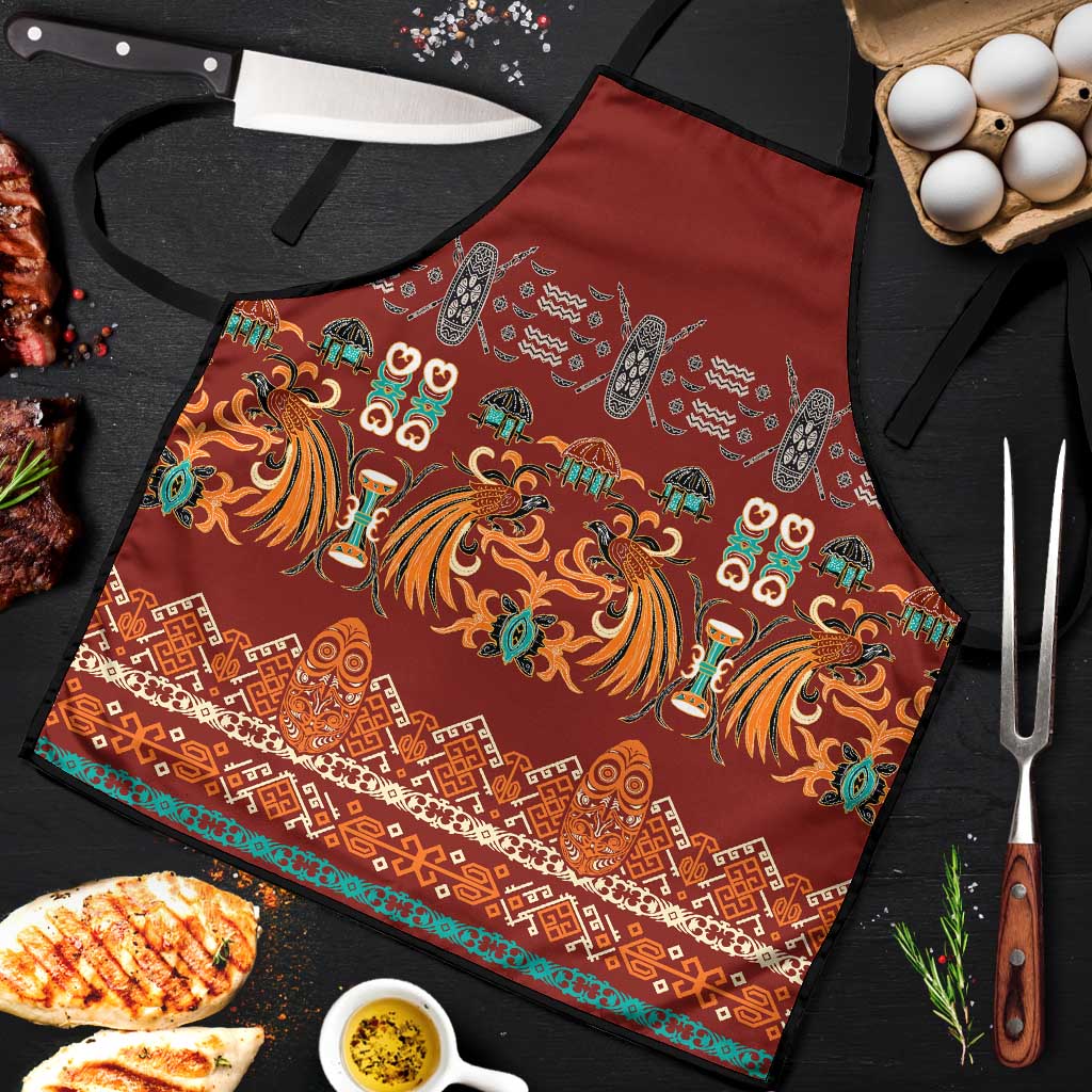 Oxblood Batik Papua-inspired Pattern Apron - Polynesian Pride