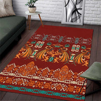 Oxblood Batik Papua-inspired Pattern Area Rug - Polynesian Pride