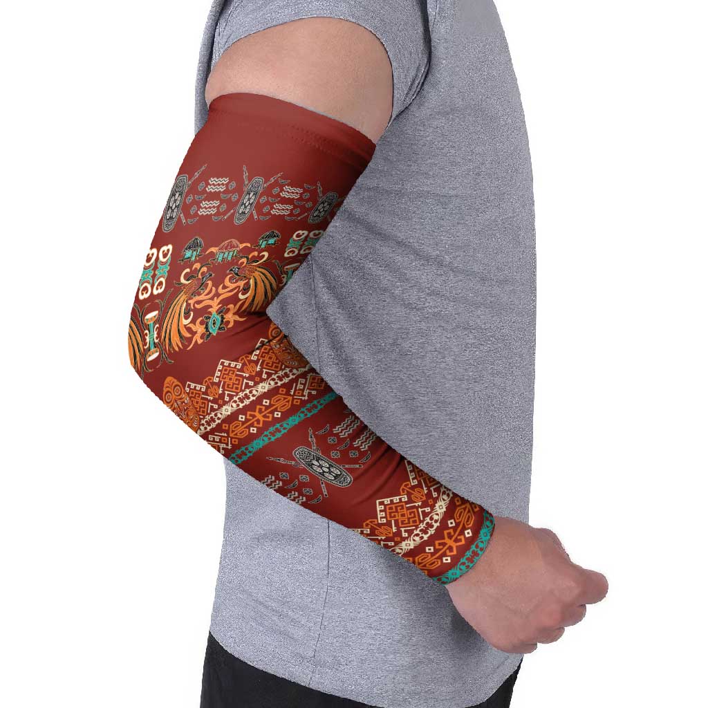 Oxblood Batik Papua-inspired Pattern Arm Sleeves - Polynesian Pride