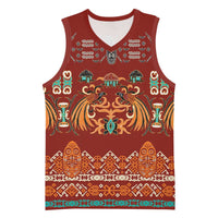 Oxblood Batik Papua-inspired Pattern Basketball Jersey LT9 Unisex Red - Polynesian Pride