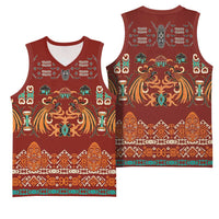 Oxblood Batik Papua-inspired Pattern Basketball Jersey LT9 - Polynesian Pride