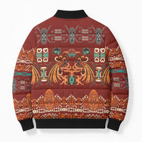Oxblood Batik Papua-inspired Pattern Bomber Puffer Jacket LT9 - Polynesian Pride