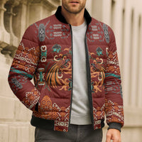 Oxblood Batik Papua-inspired Pattern Bomber Puffer Jacket LT9 - Polynesian Pride