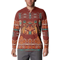 Oxblood Batik Papua-inspired Pattern Button Sweatshirt LT9 - Polynesian Pride