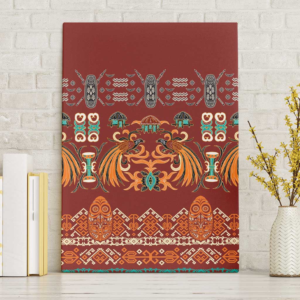 Oxblood Batik Papua-inspired Pattern Canvas Wall Art LT9 Without Frame Red - Polynesian Pride
