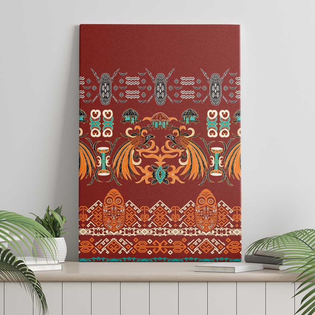 Oxblood Batik Papua-inspired Pattern Canvas Wall Art LT9 - Polynesian Pride