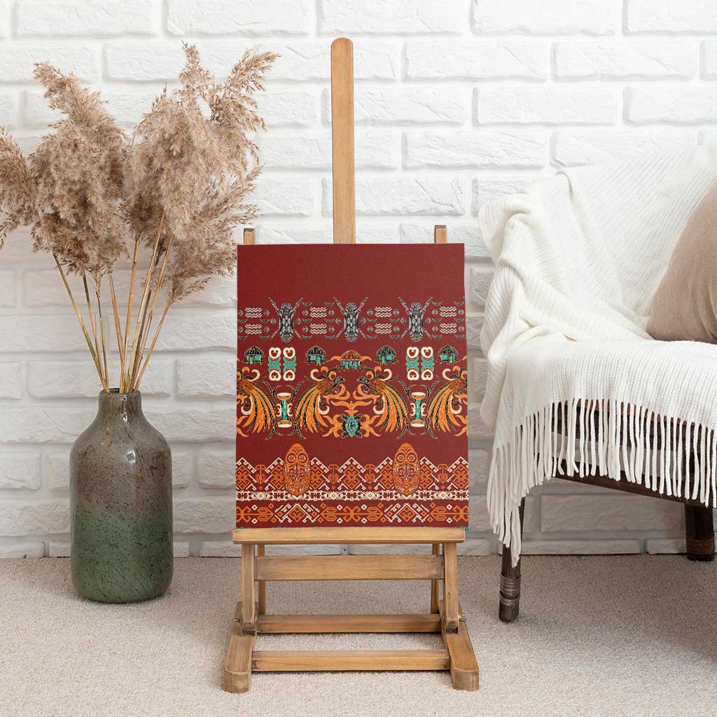 Oxblood Batik Papua-inspired Pattern Canvas Wall Art LT9 - Polynesian Pride
