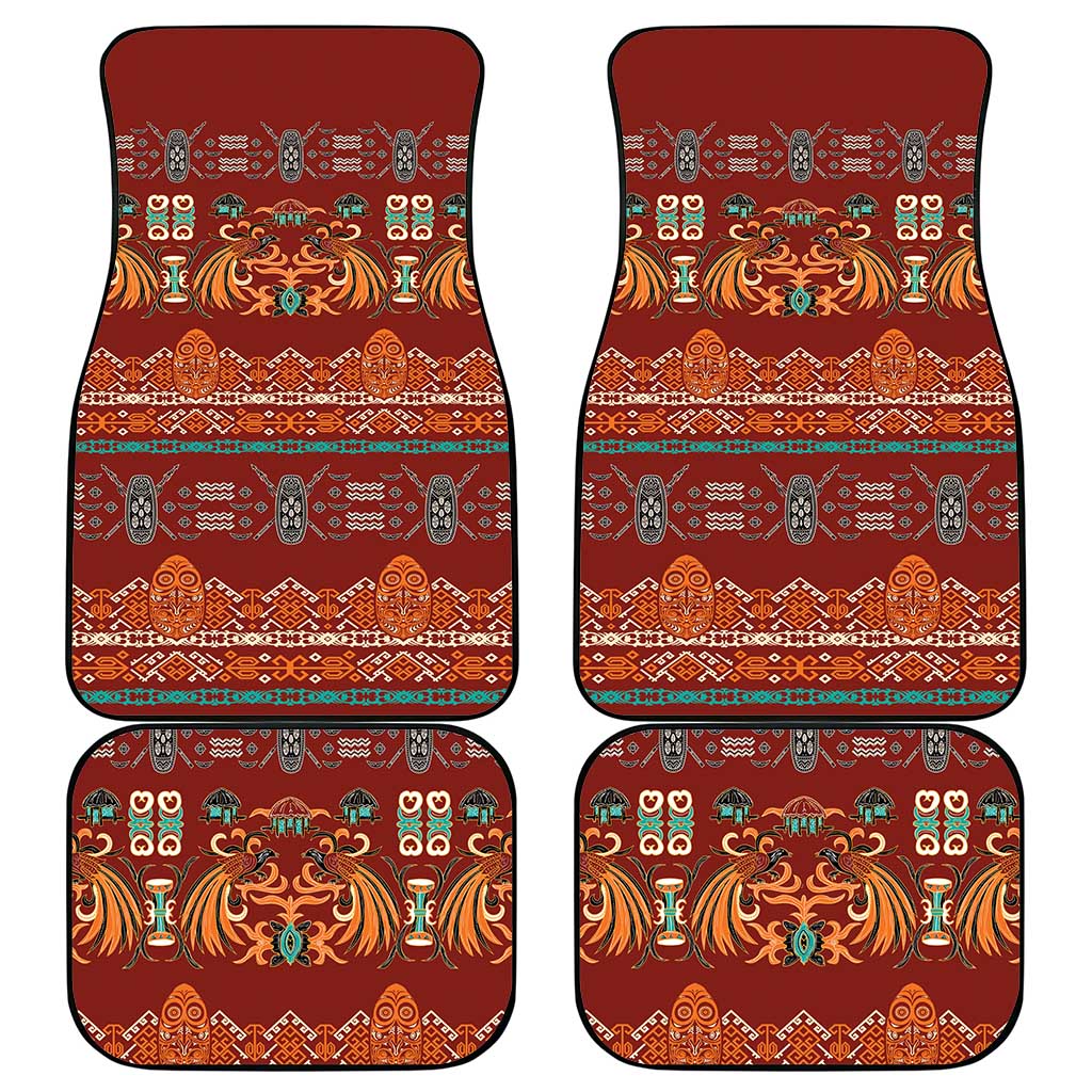 Oxblood Batik Papua-inspired Pattern Car Mats - Polynesian Pride