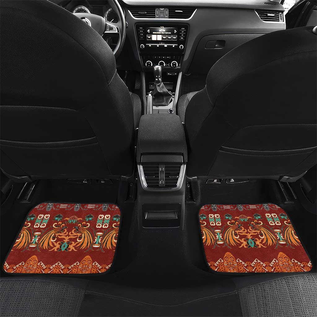 Oxblood Batik Papua-inspired Pattern Car Mats - Polynesian Pride