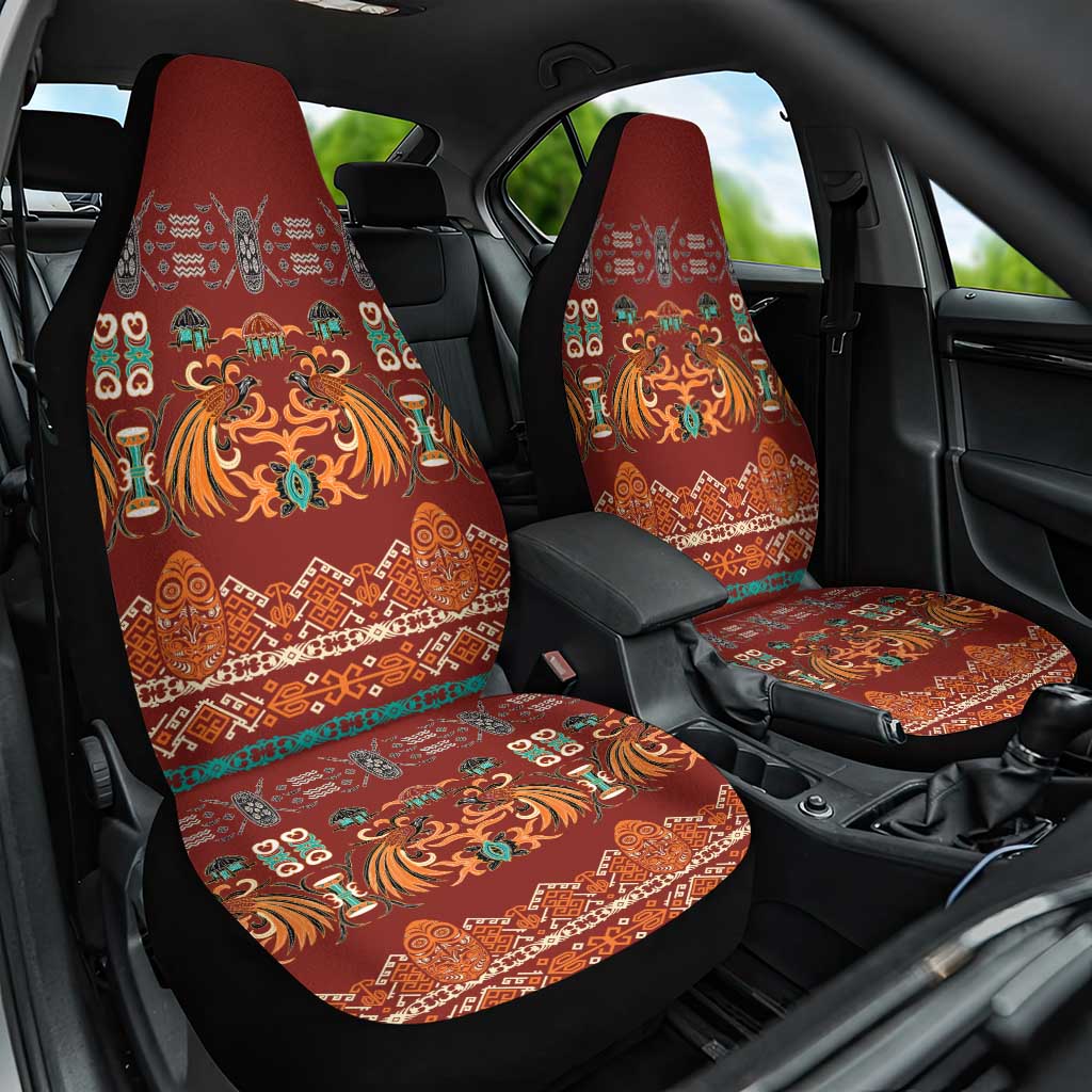 Oxblood Batik Papua-inspired Pattern Car Seat Cover LT9 One Size Red - Polynesian Pride