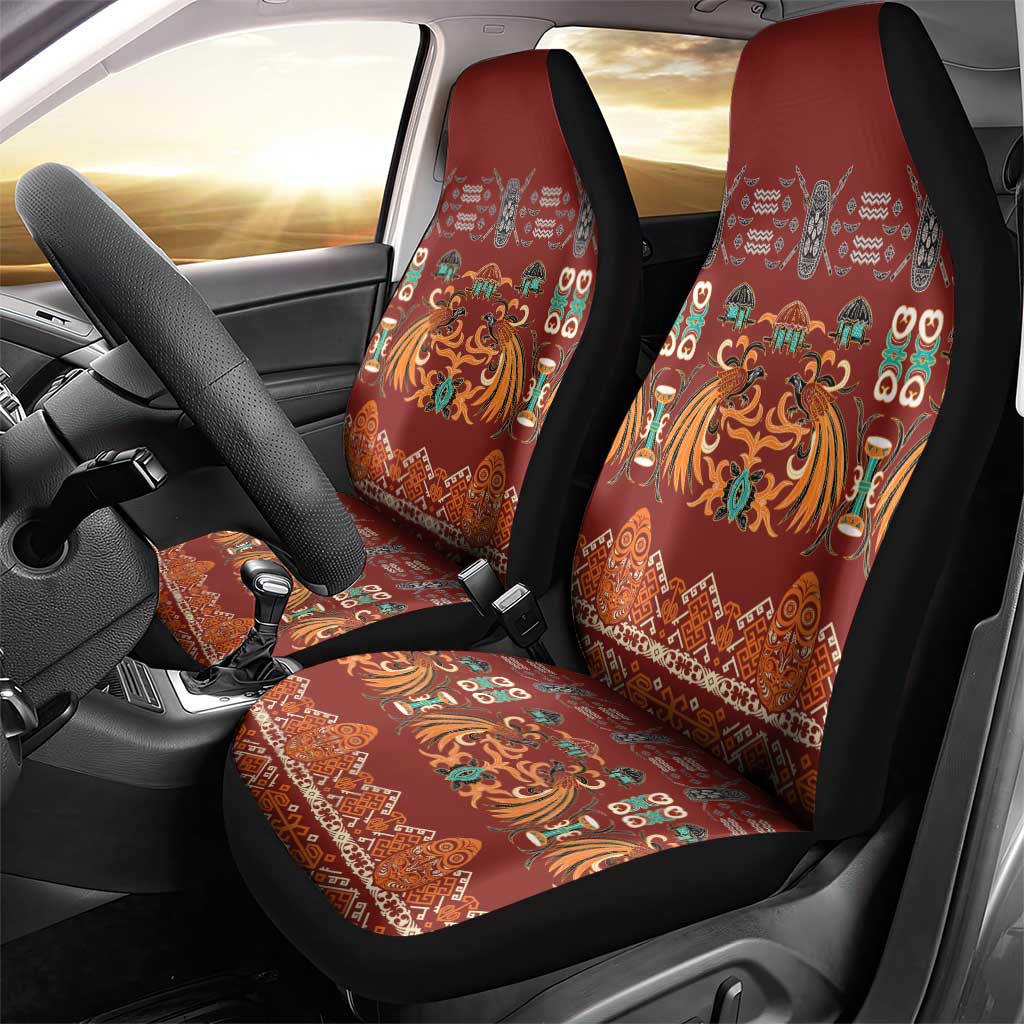 Oxblood Batik Papua-inspired Pattern Car Seat Cover LT9 - Polynesian Pride