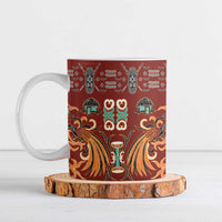 Oxblood Batik Papua-inspired Pattern Ceramic Mug - Polynesian Pride