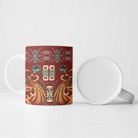 Oxblood Batik Papua-inspired Pattern Ceramic Mug - Polynesian Pride