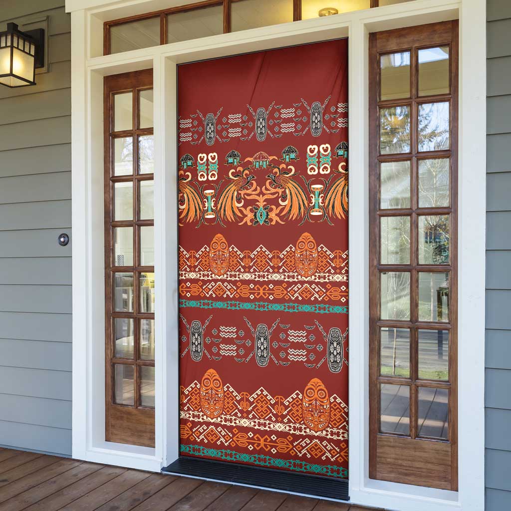 Oxblood Batik Papua-inspired Pattern Door Cover - Polynesian Pride