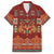 Oxblood Batik Papua-inspired Pattern Family Matching Long Sleeve Bodycon Dress and Hawaiian Shirt - Polynesian Pride