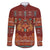Oxblood Batik Papua-inspired Pattern Family Matching Long Sleeve Bodycon Dress and Hawaiian Shirt - Polynesian Pride