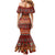 Oxblood Batik Papua-inspired Pattern Family Matching Mermaid Dress and Hawaiian Shirt - Polynesian Pride