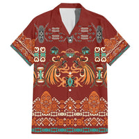 Oxblood Batik Papua-inspired Pattern Family Matching Short Sleeve Bodycon Dress and Hawaiian Shirt LT9 Dad's Shirt - Short Sleeve Red - Polynesian Pride