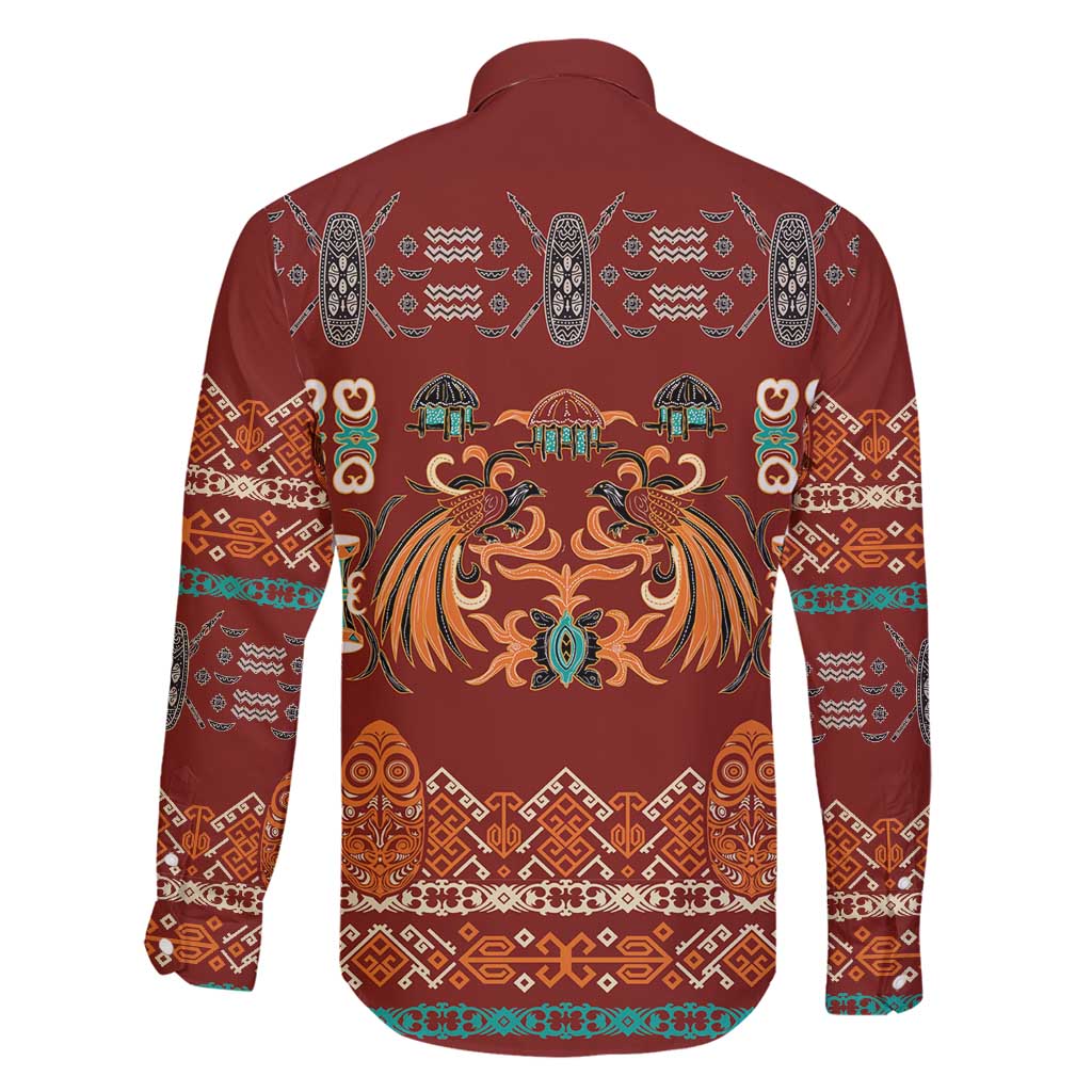 Oxblood Batik Papua-inspired Pattern Family Matching Summer Maxi Dress and Hawaiian Shirt - Polynesian Pride