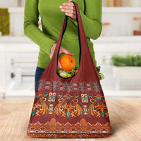 Oxblood Batik Papua-inspired Pattern Grocery Bag - Polynesian Pride