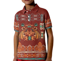 Oxblood Batik Papua-inspired Pattern Kid Polo Shirt - Polynesian Pride