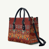 Oxblood Batik Papua-inspired Pattern Leather Bag LT9 - Polynesian Pride