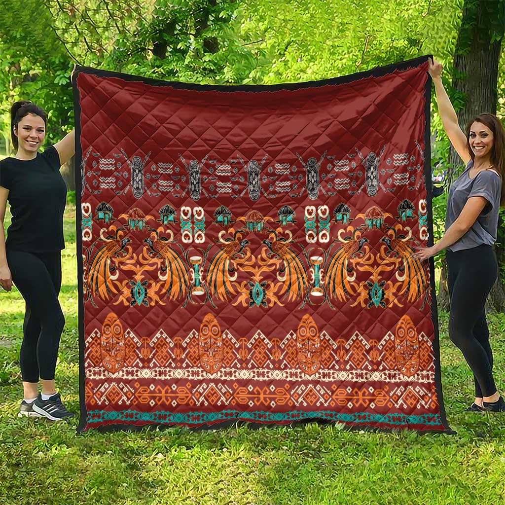 Oxblood Batik Papua-inspired Pattern Quilt LT9 - Polynesian Pride