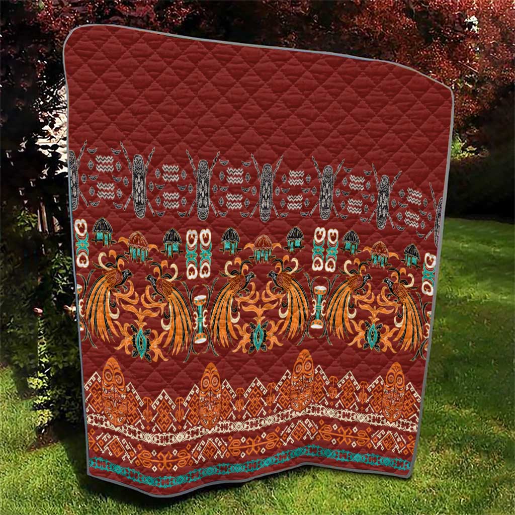 Oxblood Batik Papua-inspired Pattern Quilt LT9 - Polynesian Pride