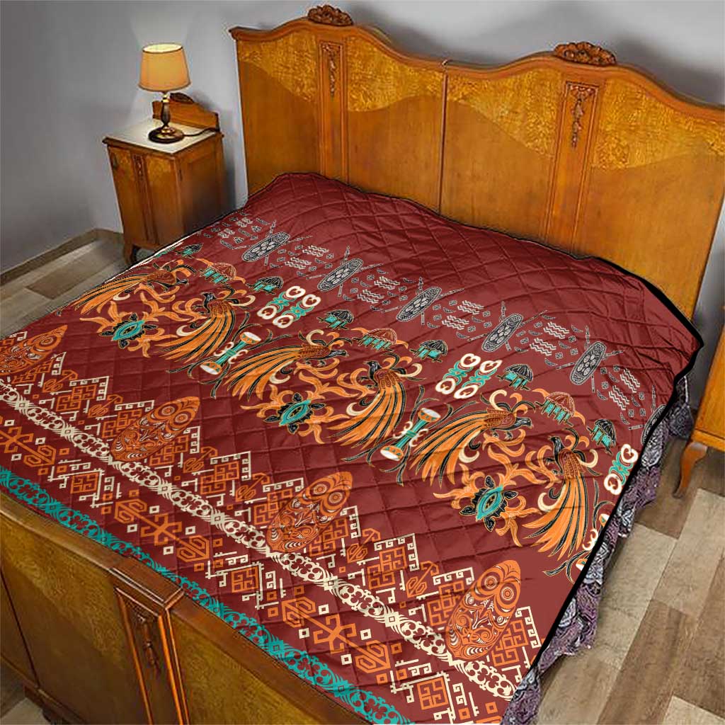 Oxblood Batik Papua-inspired Pattern Quilt LT9 - Polynesian Pride